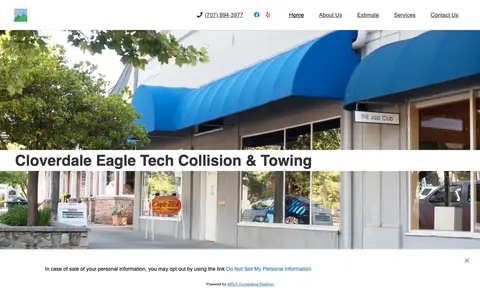 Home page of eagletechcollision.com, a client site credited to RobMax Web Solutions