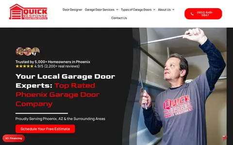 Home page of quickresponsegaragedoorservice.com, a client site credited to RYNO Strategic Solutions