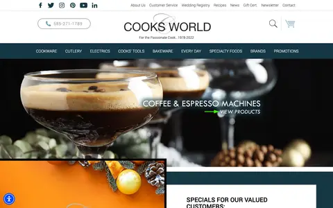 Home page of cooksworld.com, a client site credited to Scriptable Solutions
