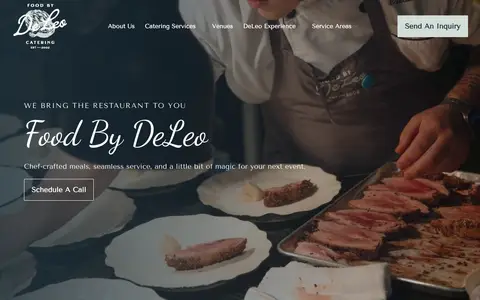 Home page of foodbydeleo.com, a client site credited to Scriptable Solutions