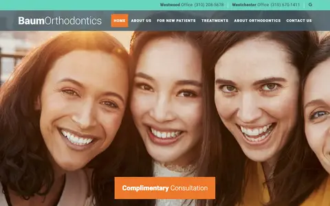 Home page of baumorthodontics.com, a client site credited to Sesame Communications