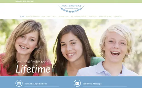 Home page of centralorthodontics.com, a client site credited to Sesame Communications