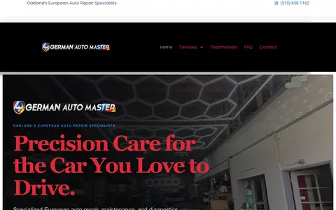 Home page of germanautomaster.com, a client site credited to San Francisco Online Marketing
