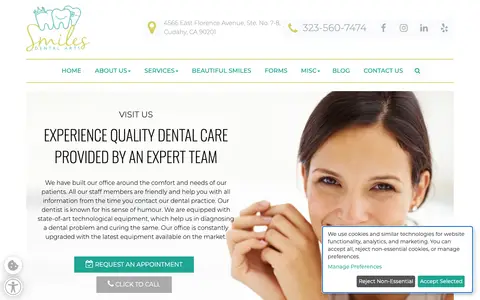 Home page of cudahydentist.net, a client site credited to Siva Solutions