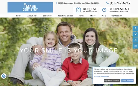 Home page of imagedentistryca.com, a client site credited to Siva Solutions