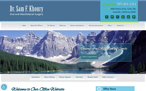 Home page of vacavilleoralsurgery.com, a client site credited to Siva Solutions
