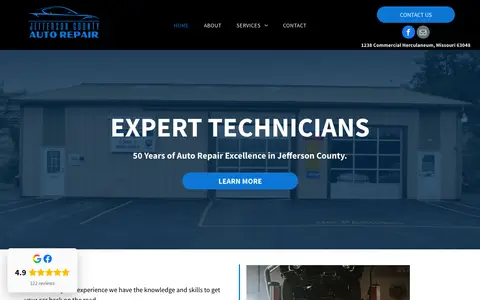 Home page of jeffersoncountyautorepair.net, a client site credited to Smart Digital Team