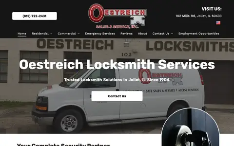 Home page of oestreichlockandkey.com, a client site credited to Smart Digital Team
