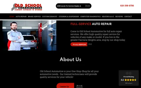 Home page of oldschoolautomotivefairviewheights.com, a client site credited to Smart Digital Team