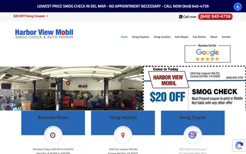 Home page of harborviewmobil.com, a client site credited to Smog Websites