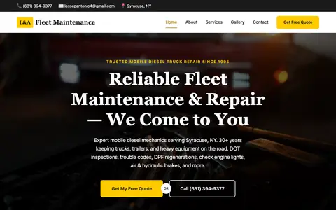 Home page of landafleetmaintenance.com, a client site credited to Social Expert Digital