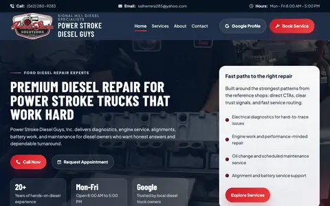 Home page of powerstrokedieselguys.com, a client site credited to Social Expert Digital