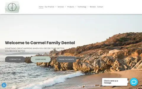 Home page of carmelfamilydental.com, a client site credited to Solution21