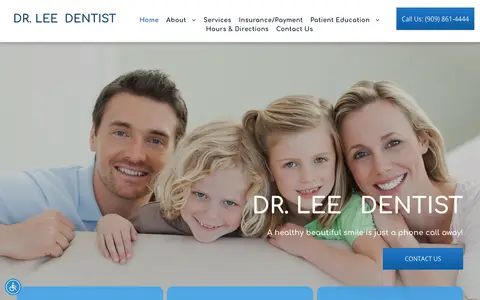 Home page of drleedentist.com, a client site credited to Solution21