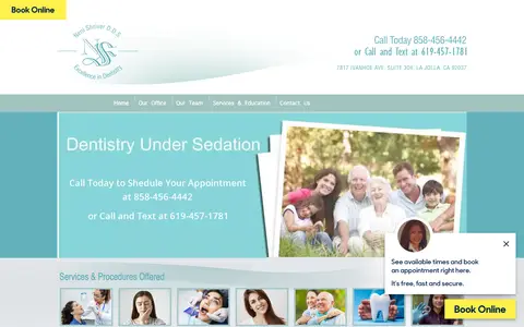 Home page of drshriverslajollasmilecenter.com, a client site credited to Solution21
