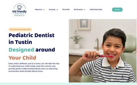 Home page of kidfriendlydentistry.com, a client site credited to Solution21
