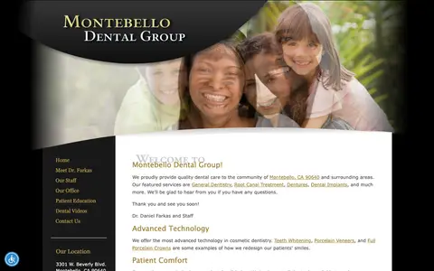 Home page of montebellodentalgroup.com, a client site credited to Solution21