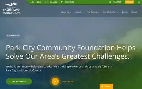 Home page of parkcitycf.org, a client site credited to Spigot Design