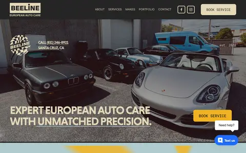 Home page of beelineeuro.com, a client site credited to Swash Labs