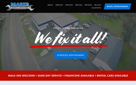 Home page of marksautoil.com, a client site credited to Swash Labs