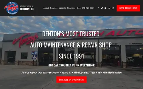 Home page of tommyht.com, a client site credited to Swash Labs