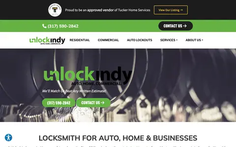 Home page of unlockindy.com, a client site credited to The Web Guys