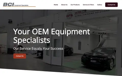 Home page of bciequipment.com, a client site credited to The 215 Guys