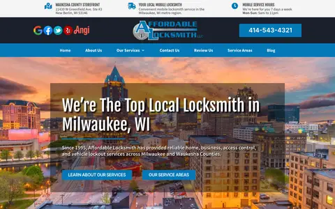 Home page of affordablelocksmithmilwaukee.com, a client site credited to The Locksmith Agency