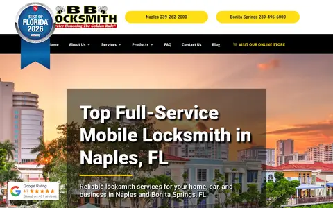 Home page of bblocksmith.com, a client site credited to The Locksmith Agency