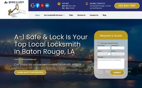 Home page of bestbatonrougelocksmith.com, a client site credited to The Locksmith Agency