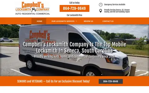 Home page of campbellslocksmith.com, a client site credited to The Locksmith Agency