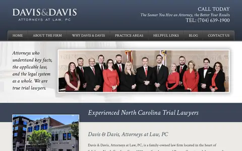 Home page of davislawfirmnc.com, a client site credited to The Modern Firm