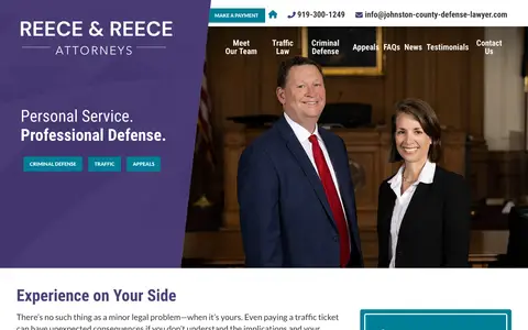 Home page of johnston-county-defense-lawyer.com, a client site credited to The Modern Firm
