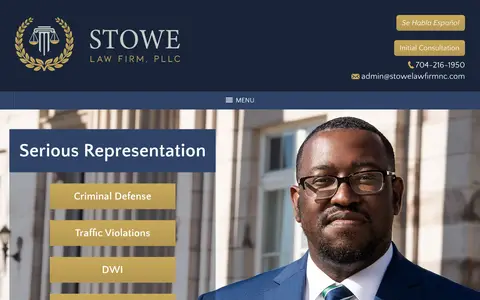 Home page of stowelawfirmnc.com, a client site credited to The Modern Firm