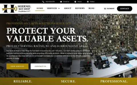 Home page of hoernel.com, a client site credited to Tip the Scales Design