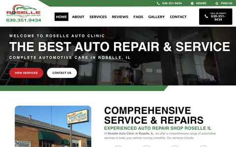 Home page of roselleautoclinic.com, a client site credited to Tip the Scales Design