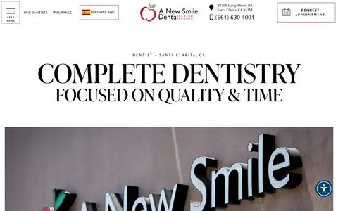Home page of anewsmilecc.com, a client site credited to TNT Dental