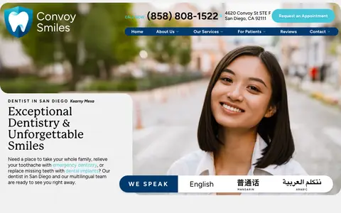 Home page of convoysmiles.com, a client site credited to TNT Dental