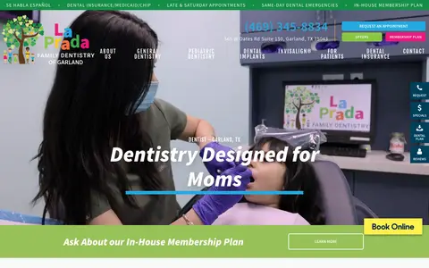Home page of lapradafamilydentistry.com, a client site credited to TNT Dental