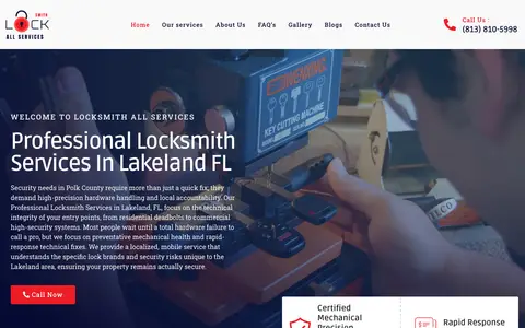 Home page of locksmithallservices.us, a client site credited to Top Tech Digital