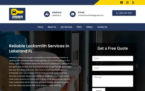 Home page of locksmithnumber1.co, a client site credited to Top Tech Digital