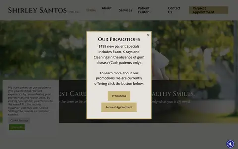 Home page of shirleysantosdmd.com, a client site credited to ViziSites