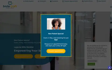 Home page of smilecraftdentalgroup.com, a client site credited to ViziSites