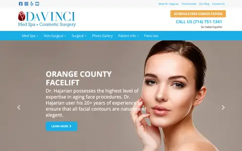 Home page of davincisurgical.com, a client site credited to W Creative Studio