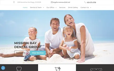 Home page of missionbaydentalcare.com, a client site credited to Web Concepts Media