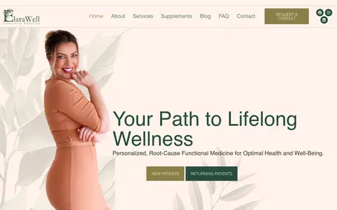 Home page of elarawell.com, a client site credited to WebKitty Creative