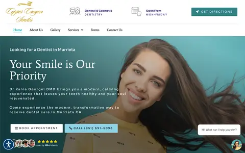 Home page of coppercanyonsmiles.com, a client site credited to Websites for Dentistry