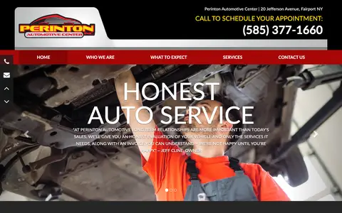 Home page of perintonauto.com, a client site credited to webWAH!