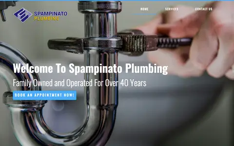 Home page of spampinatoplumbing.com, a client site credited to webWAH!