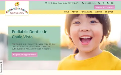 Home page of chulavista-smiles.com, a client site credited to WEO Marketly